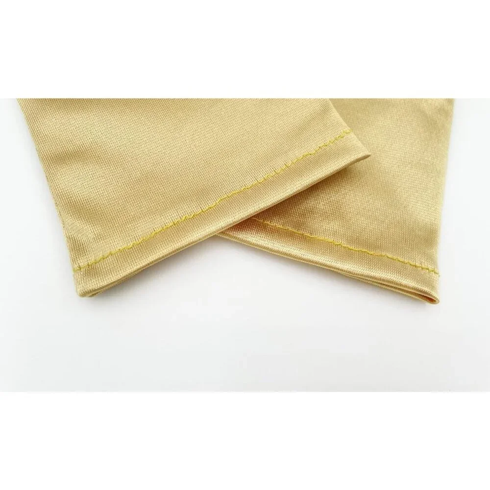 Women's Gold Short Satin Gloves Stretchy Fabric Formal Wedding Party Tea Prom
